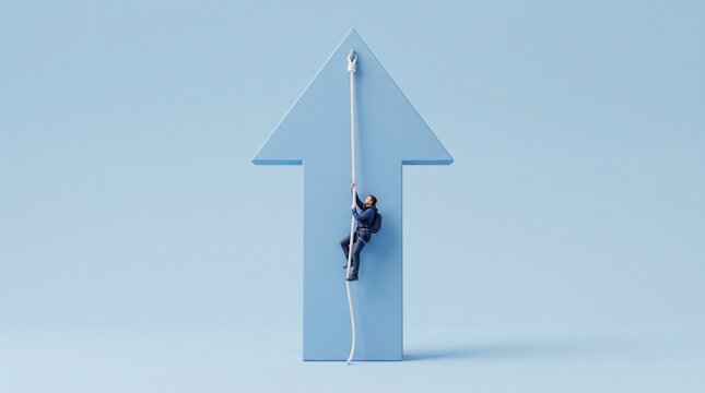 Minimalist 3D gift bag with blue ribbon floating against white background