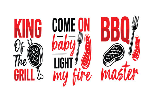 BBQ, grill, cooking, vector phrases, King of the Grill, BBQ master