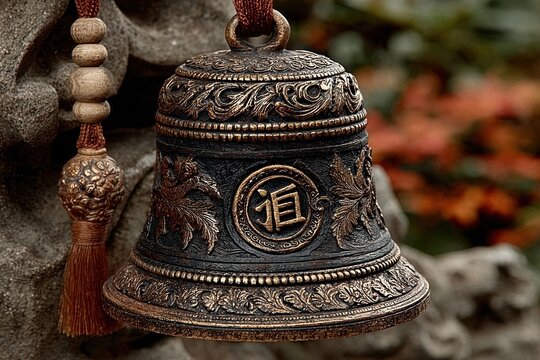 Traditional Peace Bell as a cultural icon for International Day of Peace, harmonious background