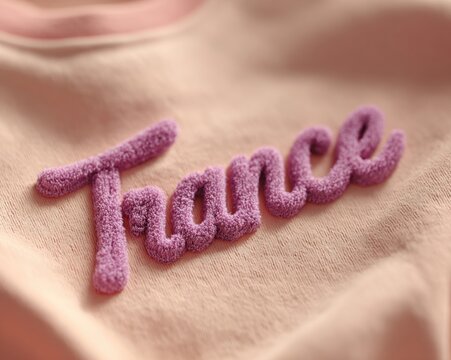 "Trance" in lilac lettering over pale pink, rhythmic mood