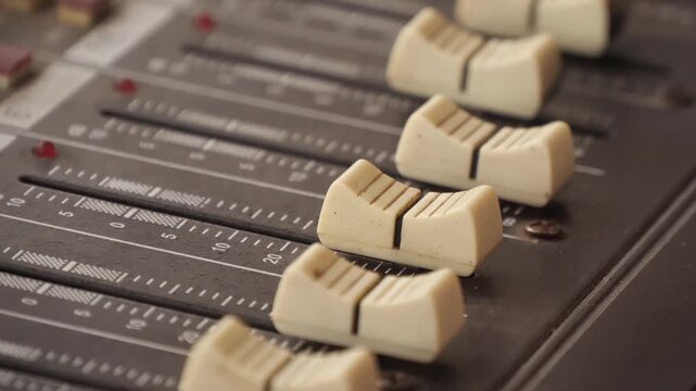 audio mixing console close up