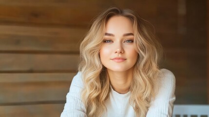 Fototapeta premium Woman smiling blonde hair portrait