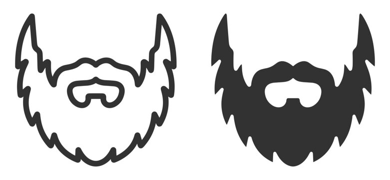 beard silhouette icon set vector illustration on transparent background