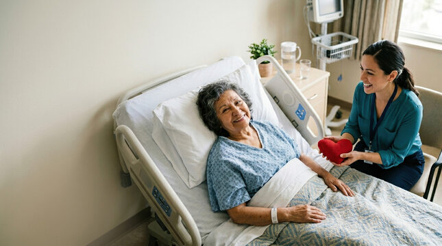 Healthcare event compassionate care for patients with insurance in a hospital room gigapixel high fidelity perspective