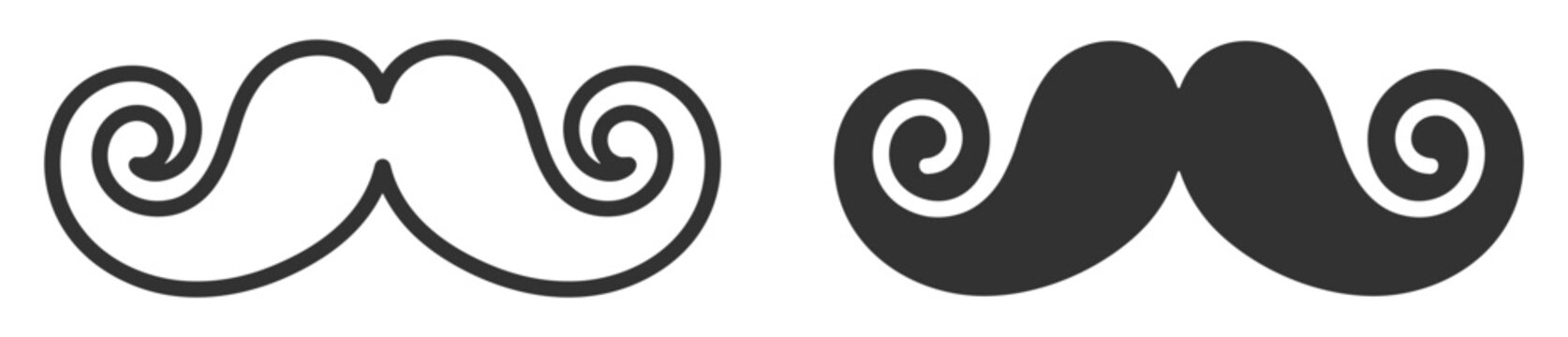 curly mustache icon set vector illustration on transparent background