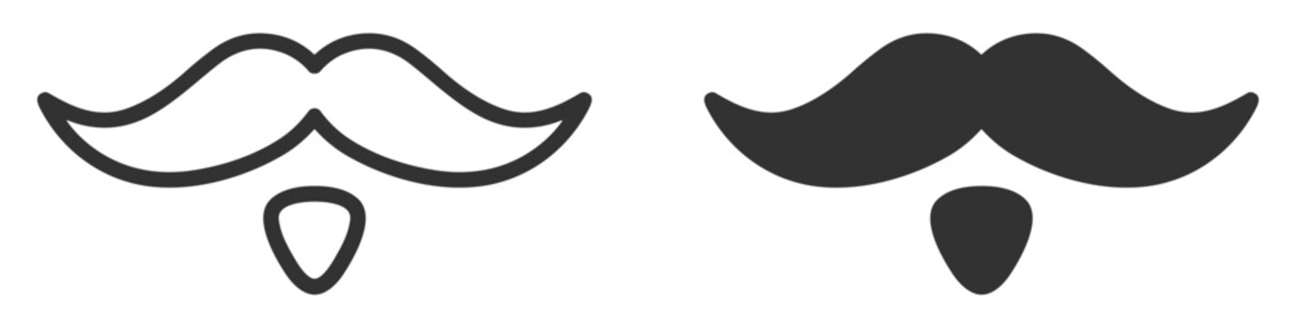 mustache and soul patch facial hair vector icons set on transparent background
