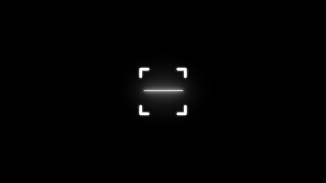 Minimalist digital loading indicator with glowing neon scan line and focus frame buffering