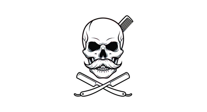 Skull with crossed knives and cigar.