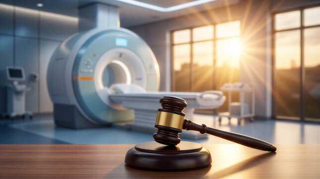Medical Malpractice and Healthcare Law Concept with MRI Scanner