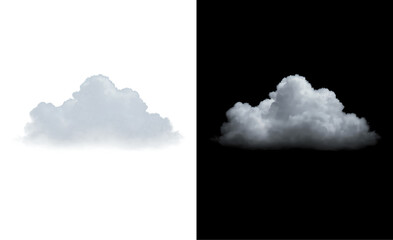Fototapeta premium Realistic image of white cumulus clouds with a detailed fluffy texture. Isolated on a transparent background for visual overlay. Image in PNG format.
