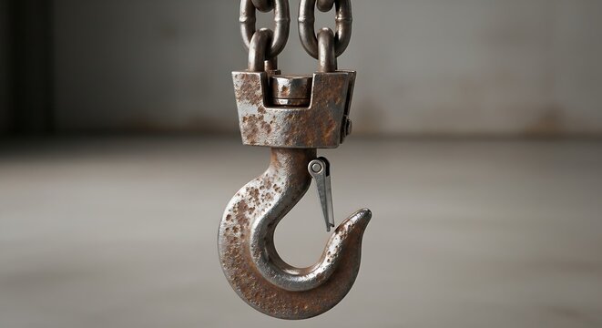 Rusty metal hook and chain