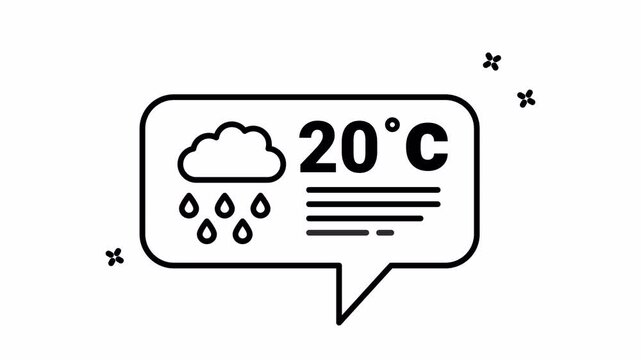 Animated message temperature icon. rainy temperature. cool temperature animation
