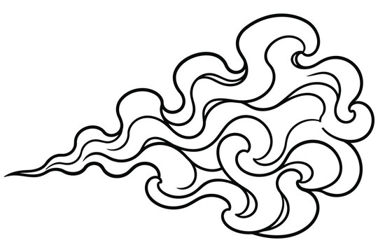 Stylized cloud or smoke puff line art design Vector