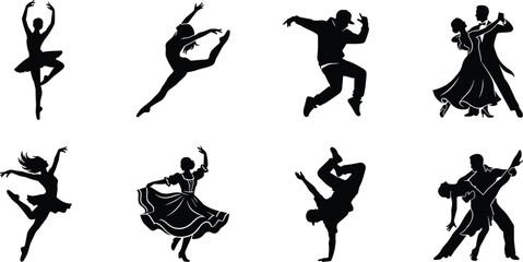 Wedding ceremony silhouette collection featuring black icons of bride walking down aisle groom bouquet toss and photography scenes.eps, © yousuf