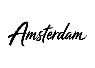 Fototapeta premium Amsterdam city name. Vector city name brush on a white background