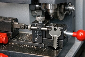 Fototapeta premium A close-up shot of a machine with keys, suitable for use in technology or industry-related contexts