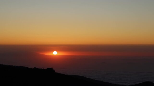 Golden sunset over the Atlantic Ocean from Mount Teide