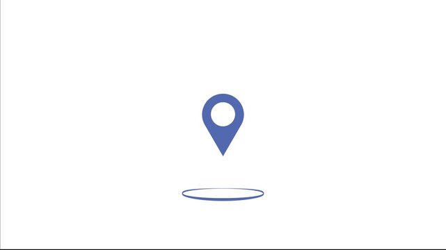 Location icon animated with blue map pointer on white background
