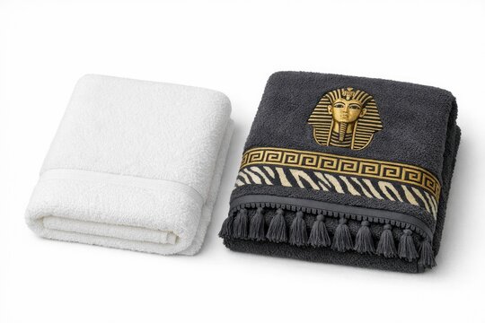 A bath towel featuring an Egyptian design, perfect for adding a touch of exotic flair to any bathroom