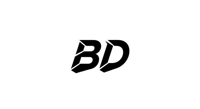 Black and white monogram with stylized initials bd typography lettering