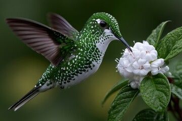 Obraz premium Hummingbird Against Bright Flower Background