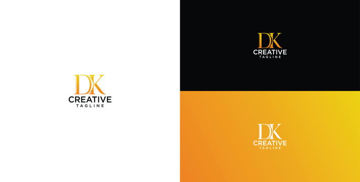 Elegant and modern initial letters DK logo design concept, ideal for creative businesses and branding solutions with a luxurious gold gradient and versatile presentation