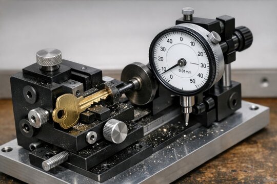 A close-up shot of a machine with a clock displaying the time