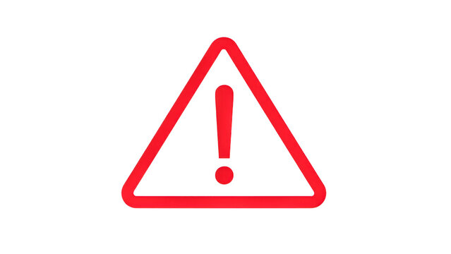 Warning alert triangle symbol with exclamation mark indicating caution isolated on transparent background