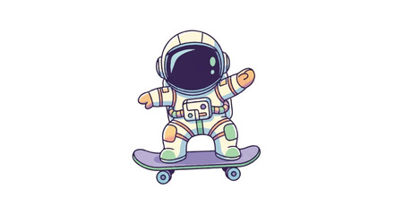 Fototapeta premium Astronaut Riding a Skateboard Illustration.