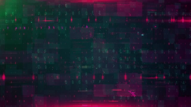 Abstract Digital Glitch Effect Background with Red and Green Interference.