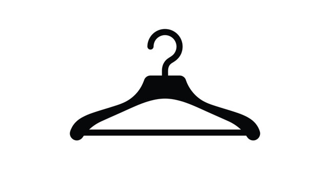 Clothes hanger silhouette on a white background simple black outline