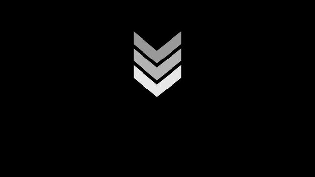 Up to down -directional arrow loop animation. Arrow sign animated on black background. Abstract glowing down arrow icon animation. 4K Video