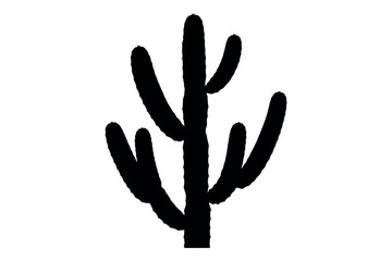 Fototapeta premium Silhouette of a cactus plant against a white background
