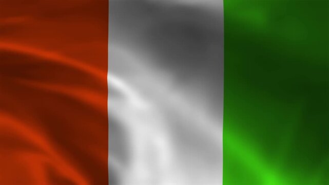 C&ocirc;te d'Ivoire Flag Animation 4K Waving National Flag Background Loop HD Ivorian Banner Motion Graphics
