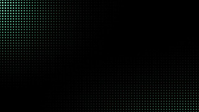 Turquoise halftone dots dark loop abstract ai digital tech retro transition animation background