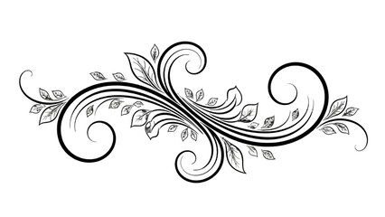 Fototapeta premium Ornate floral design element with swirling leaves.