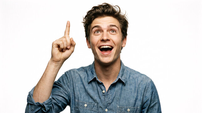 Astonished young man with a look of intense surprise and disbelief, hands on his face, reacting to something unexpected against a clean white background with ample copy space