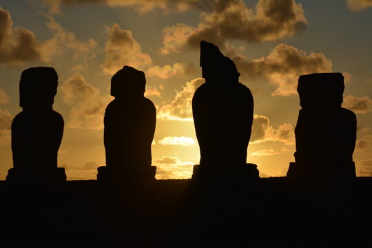 Moai Statues and Volcanic Landscapes of Rapa Nui, Chile