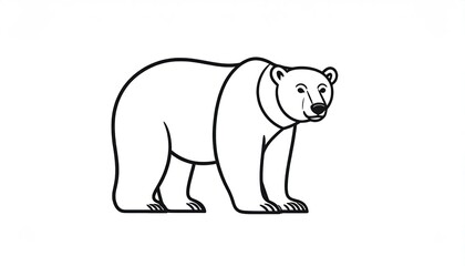 Fototapeta premium Simple polar bear profile line art for coloring