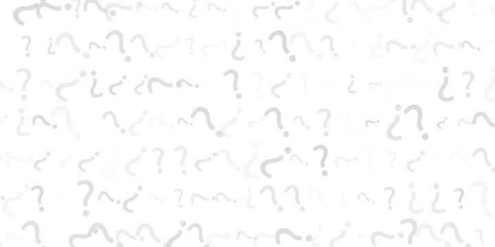 Question mark seamless pattern. Repeating interrogation patern. Hand drawn black simple icon on white sample background.