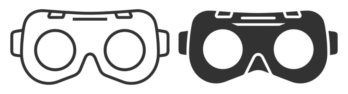 virtual reality goggles icon set, digital headset illustration for technology and gaming on transparent background