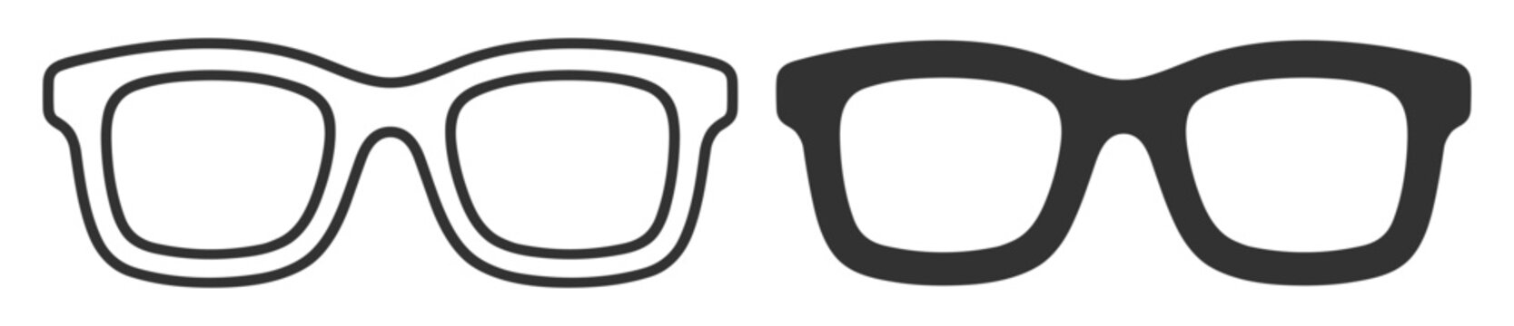 black eyeglass frames icon set, line and solid style, optical accessory vector illustration on transparent background