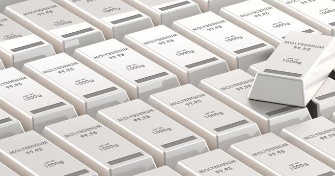 Molybdenum bars background animation seamlessly loopable. 3D rendering