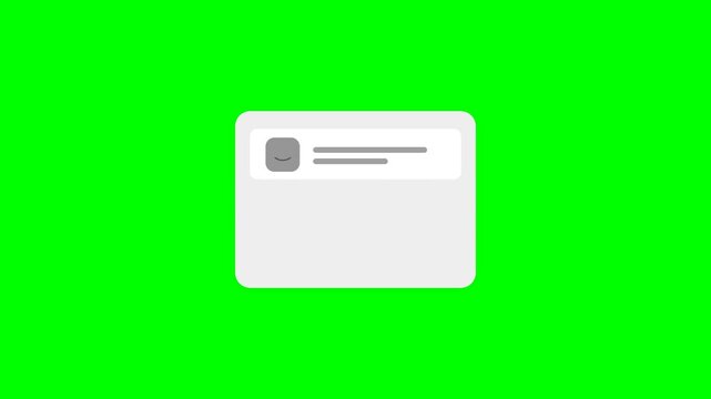 Animated Popup Notification Window with Close Button on Green Screen Background