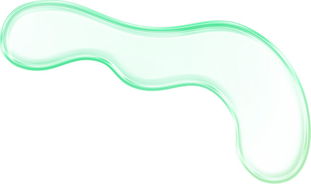 Abstract mint green glossy liquid shape with glass effect, organic blob frame isolated on transparent background