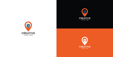 Creative Travel Logo featuring a Location Pin with an Airplane and House Icon, symbolizing journey and destination © micky_adb