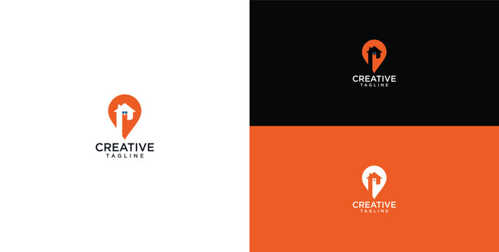 Minimalist vector logo design blending a map location pin with a writing pencil, symbolizing creative direction, precise artistic work, and design studio services