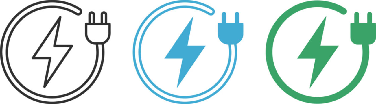 Vector illustration of power plug icons with different