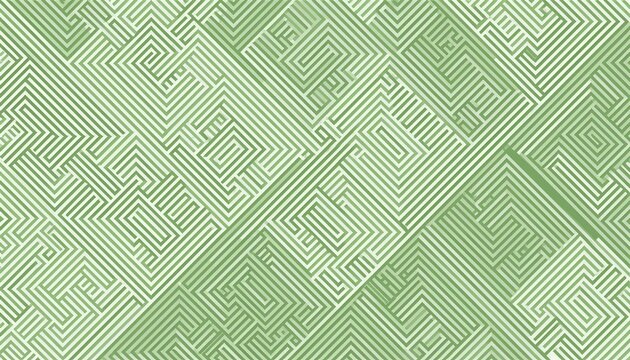 Three dimensional abstract green and white colored geometric maze pattern design, AI generated