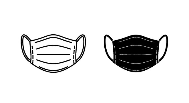 Minimal black silhouette icon, simple flat vector, bold black shape, no, no shading set of medical face masks, protective equipment, vector illustration on a, flat icon style